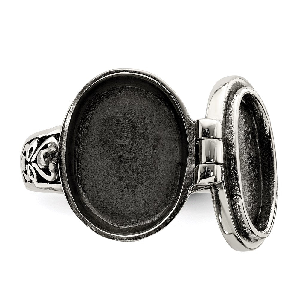 Sterlingsilber Antikisiert Oval Medaillon Ring