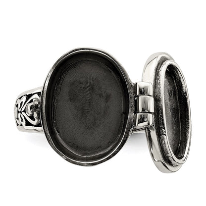 Sterlingsilber Antikisiert Oval Medaillon Ring