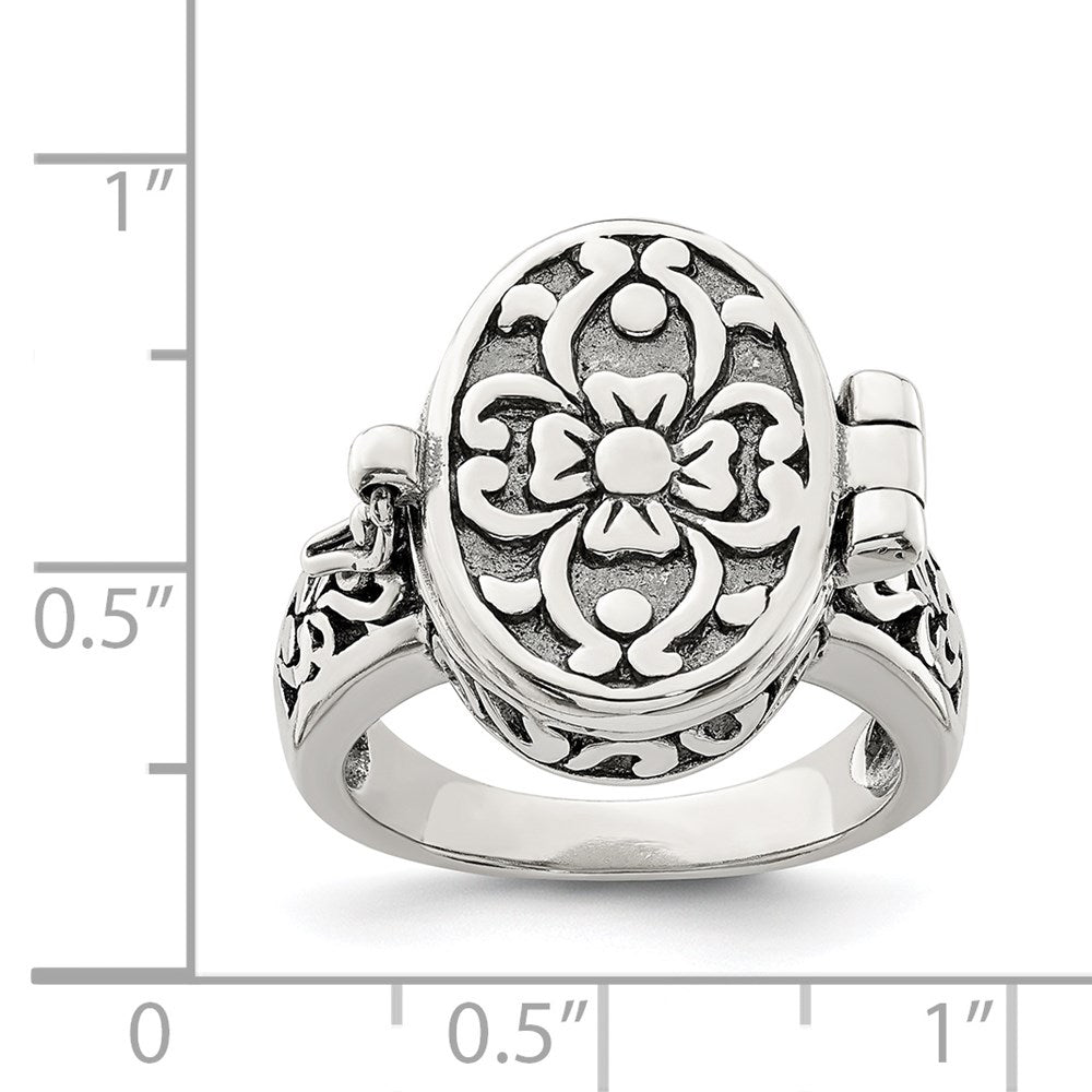 Sterlingsilber Antikisiert Oval Medaillon Ring