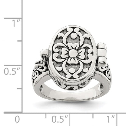 Sterlingsilber Antikisiert Oval Medaillon Ring