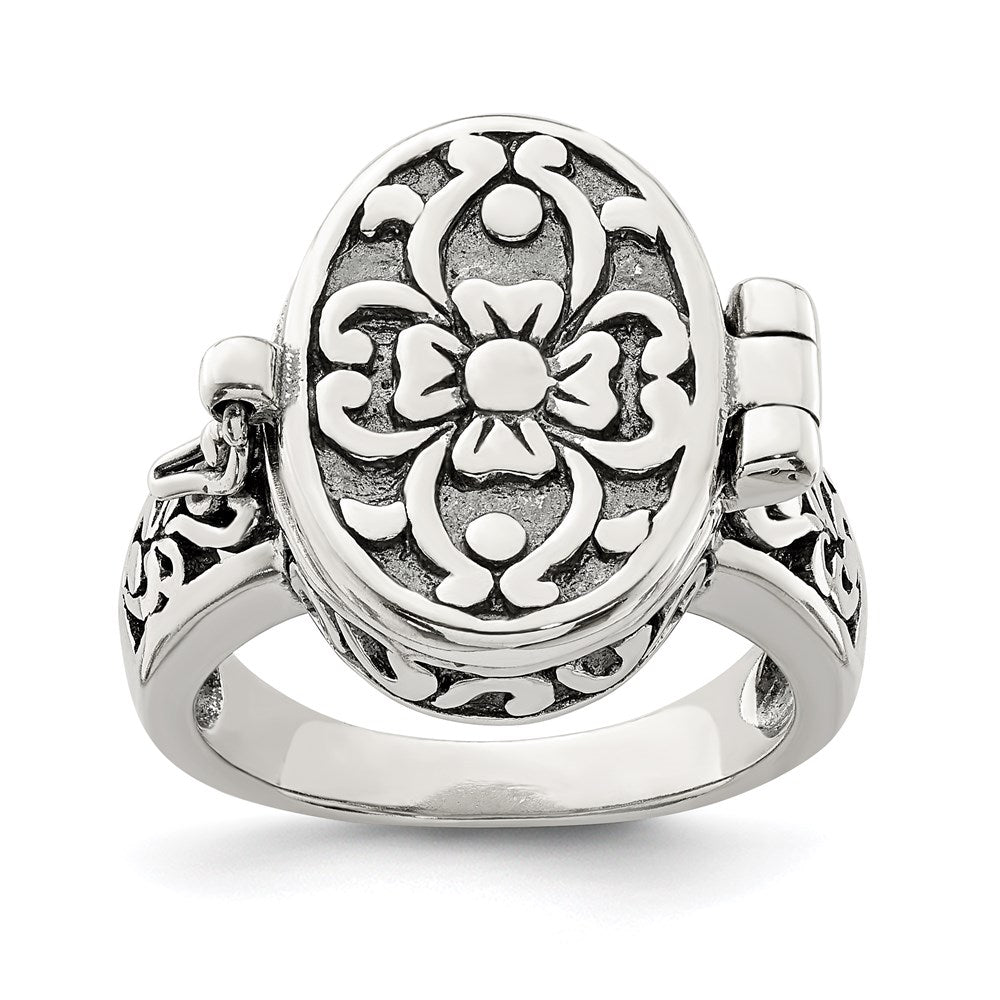 Sterlingsilber Antikisiert Oval Medaillon Ring