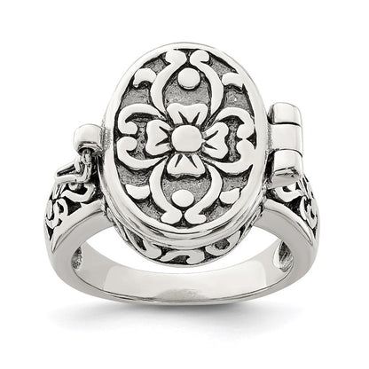 Sterlingsilber Antikisiert Oval Medaillon Ring