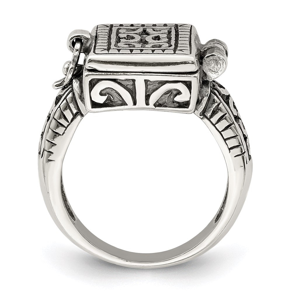 Sterlingsilber Antikisiert Rectangular Medaillon Ring