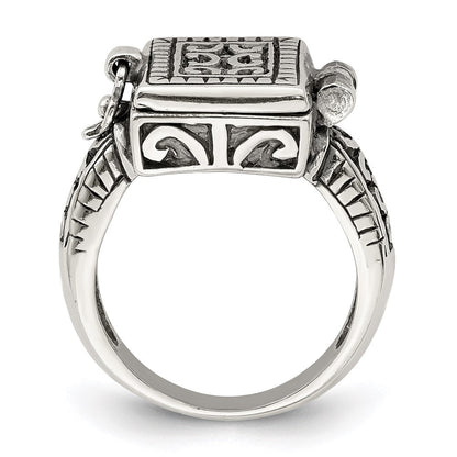 Sterlingsilber Antikisiert Rectangular Medaillon Ring