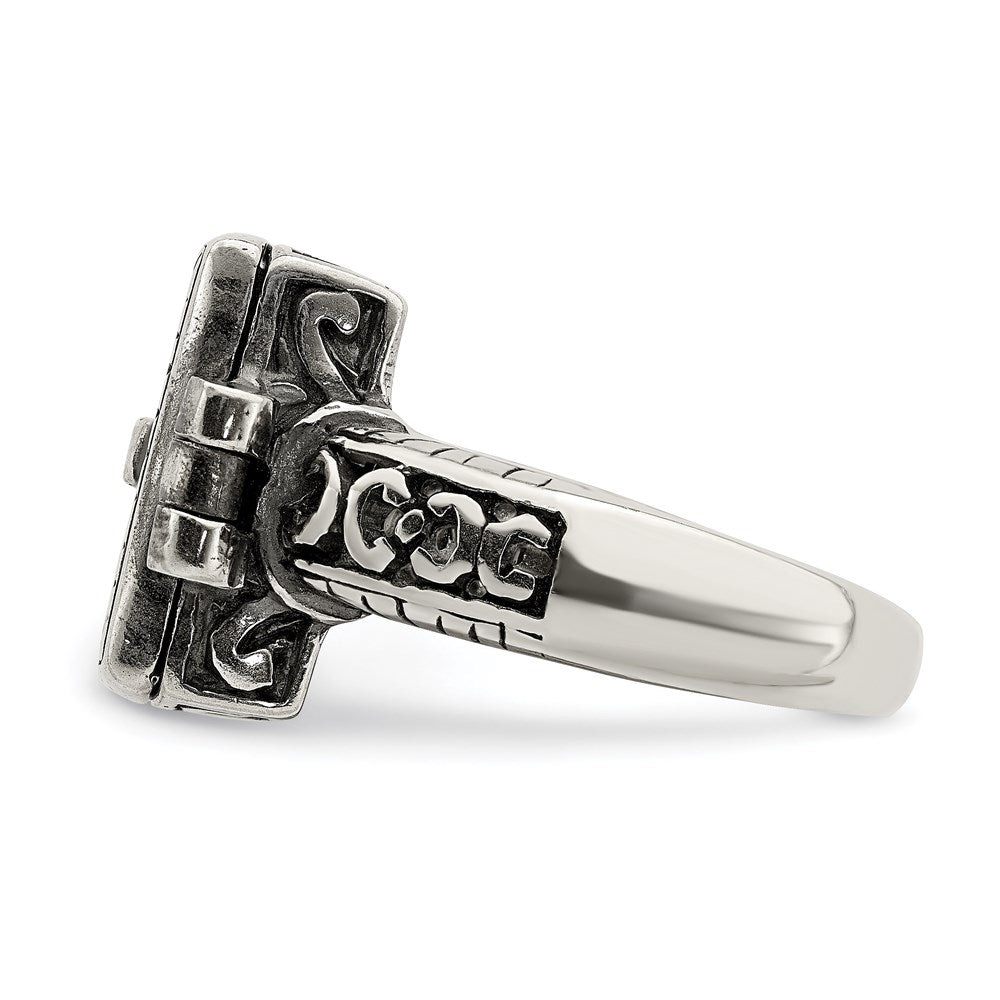 Sterlingsilber Antikisiert Rectangular Medaillon Ring