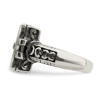 Sterlingsilber Antikisiert Rectangular Medaillon Ring
