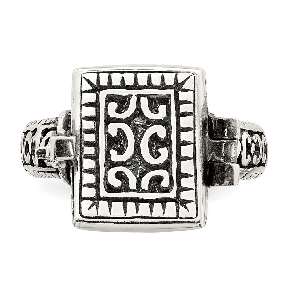 Sterlingsilber Antikisiert Rectangular Medaillon Ring