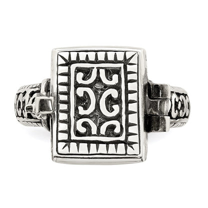 Sterlingsilber Antikisiert Rectangular Medaillon Ring