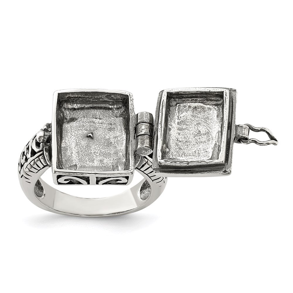 Sterlingsilber Antikisiert Rectangular Medaillon Ring
