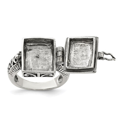 Sterlingsilber Antikisiert Rectangular Medaillon Ring