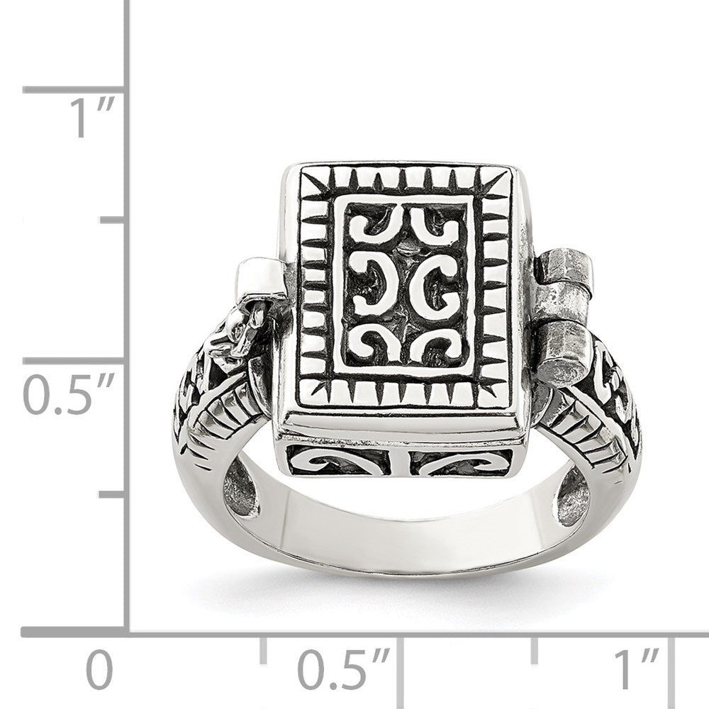 Sterlingsilber Antikisiert Rectangular Medaillon Ring