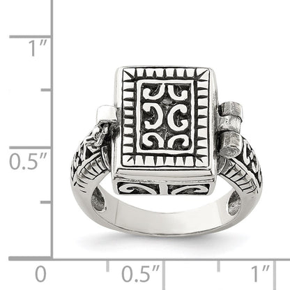 Sterlingsilber Antikisiert Rectangular Medaillon Ring