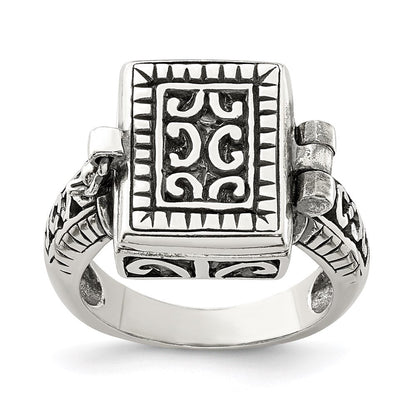 Sterlingsilber Antikisiert Rectangular Medaillon Ring