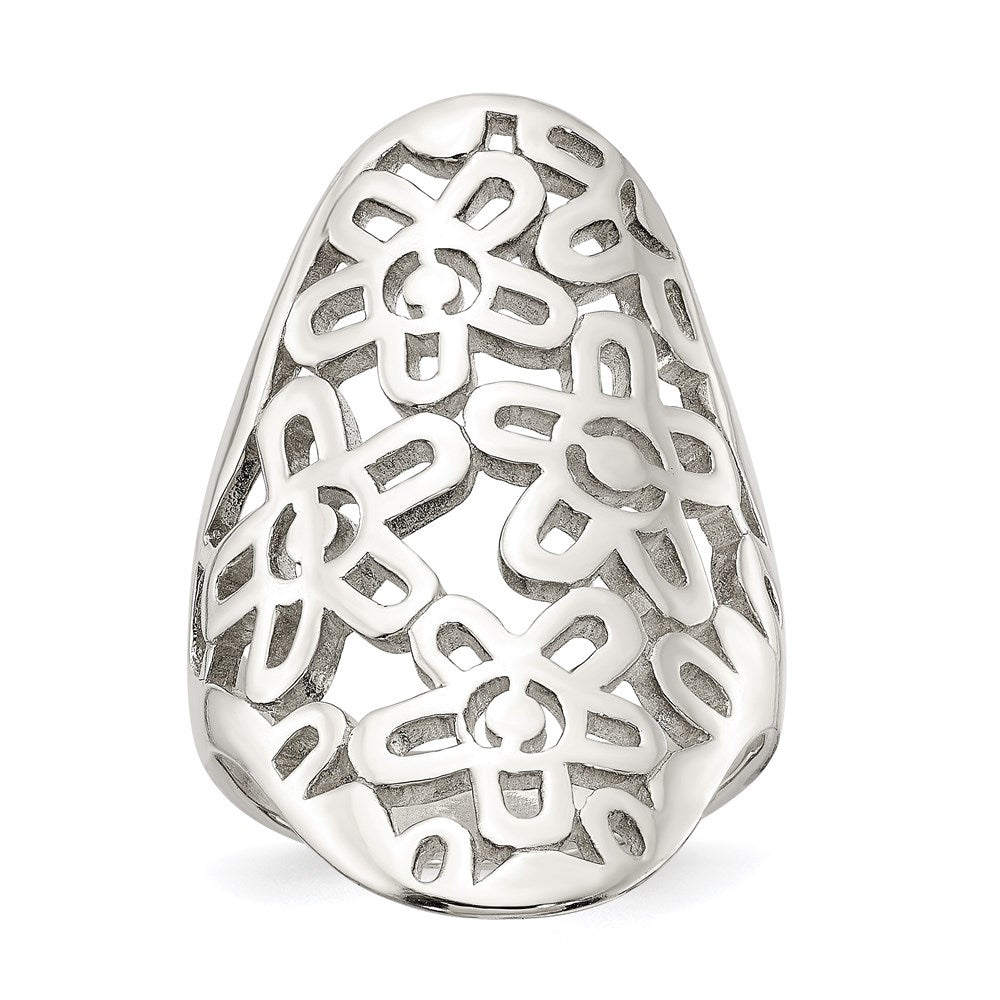 Sterlingsilber Blume Ausgeschnitten Full Finger Ring