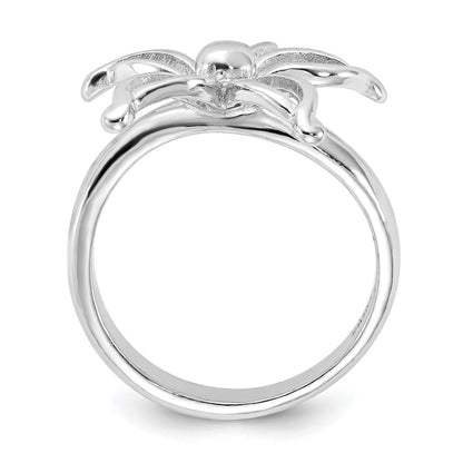 Sterlingsilber Poliert Blume Ring (size 6 Nur)
