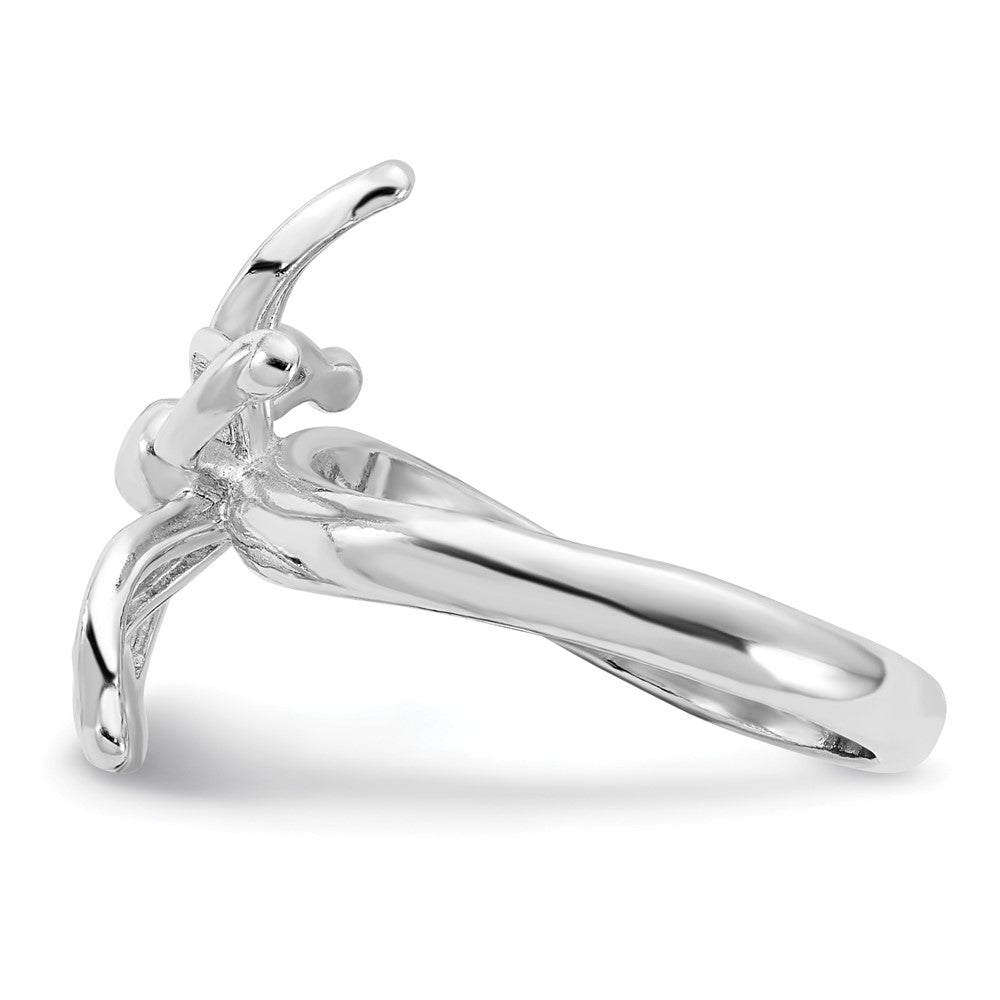 Sterlingsilber Poliert Blume Ring (size 6 Nur)