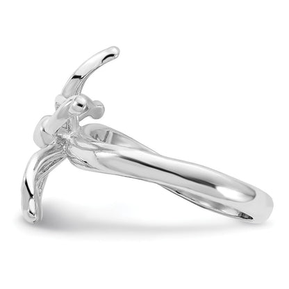 Sterlingsilber Poliert Blume Ring (size 6 Nur)