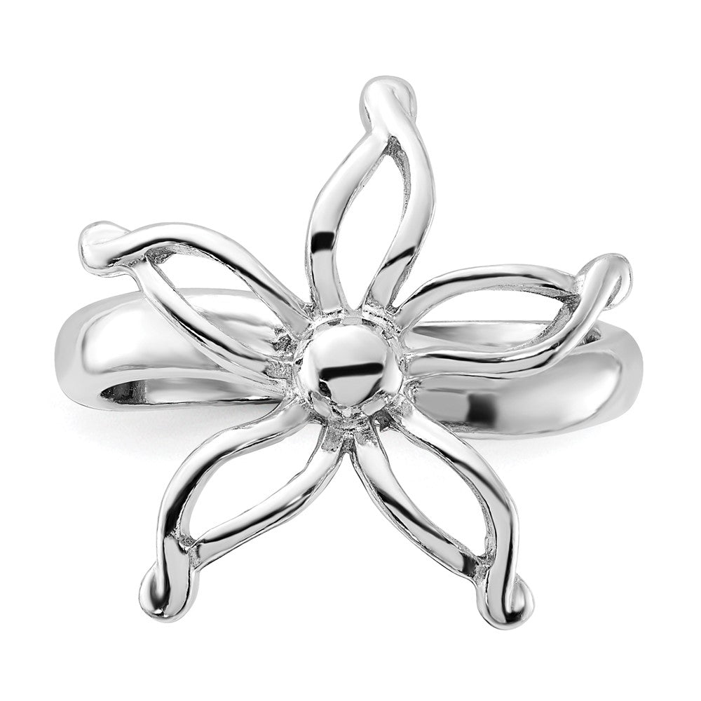 Sterlingsilber Poliert Blume Ring (size 6 Nur)