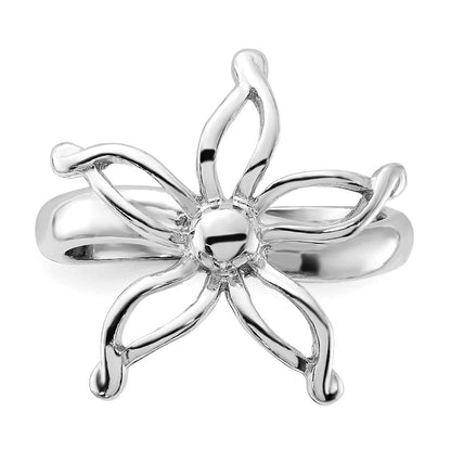 Sterlingsilber Poliert Blume Ring (size 6 Nur)
