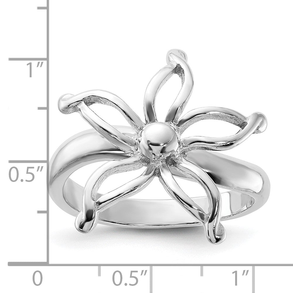 Sterlingsilber Poliert Blume Ring (size 6 Nur)