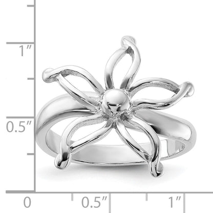 Sterlingsilber Poliert Blume Ring (size 6 Nur)