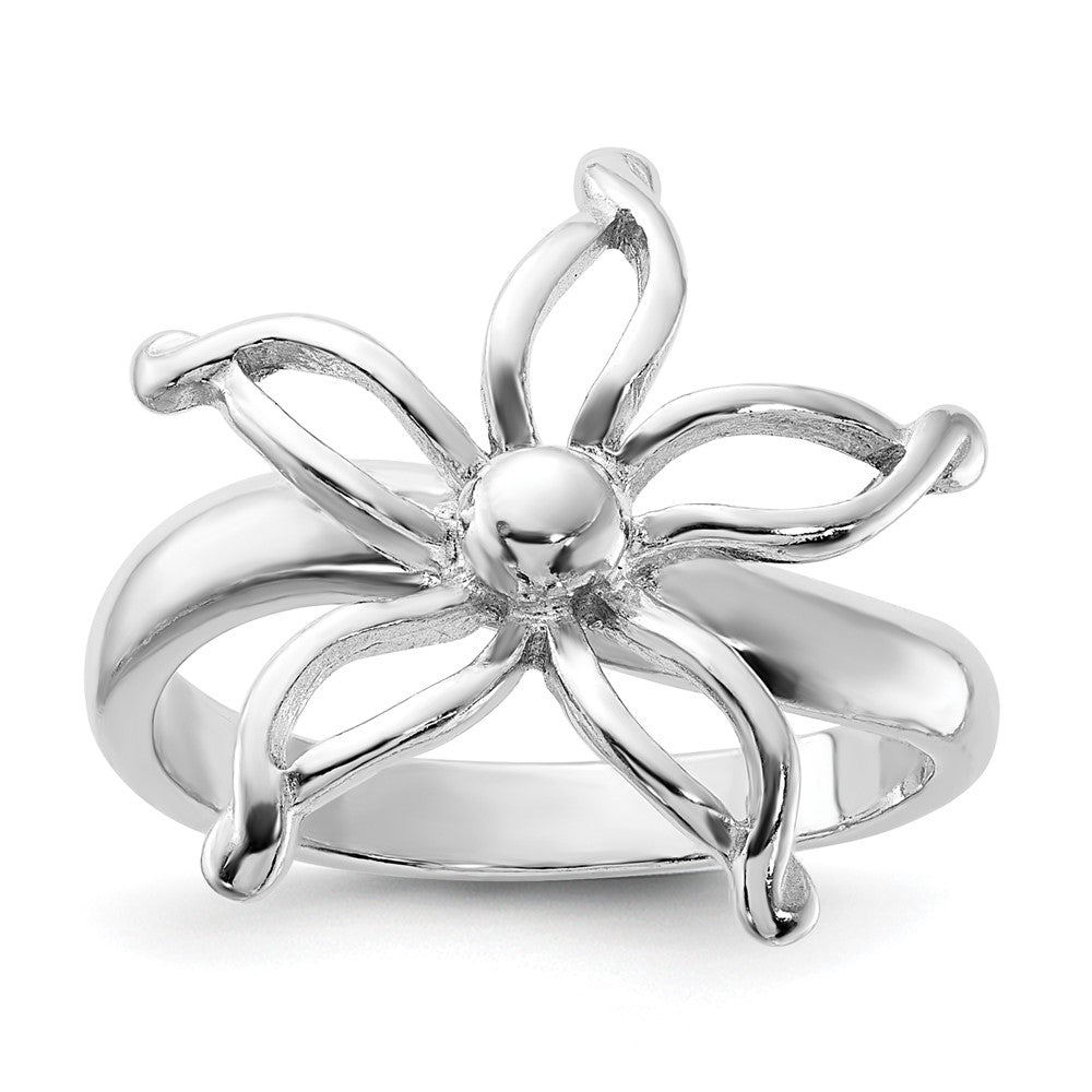 Sterlingsilber Poliert Blume Ring (size 6 Nur)