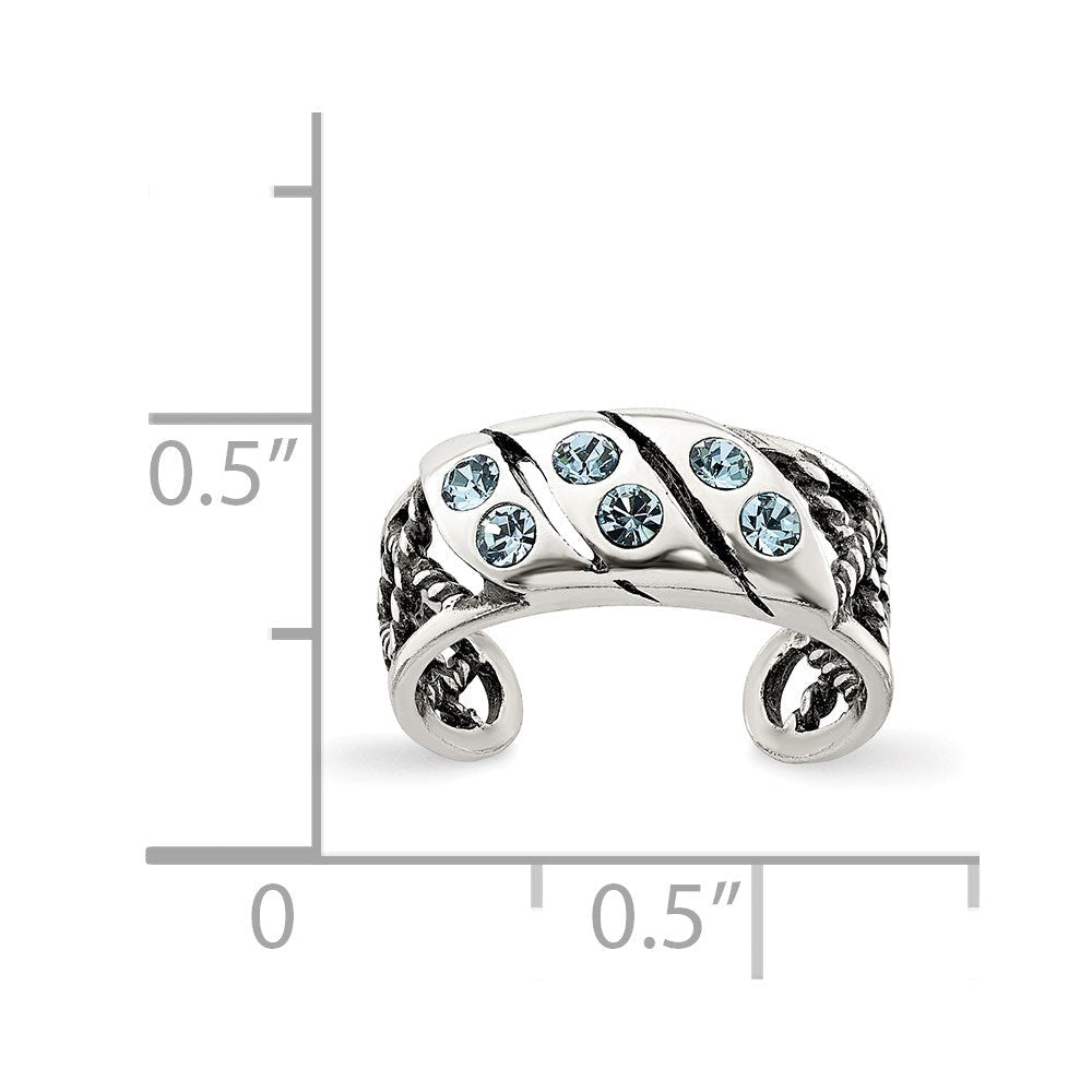 Sterlingsilber Antikisiert Blau Stellux Kristall Zehenring