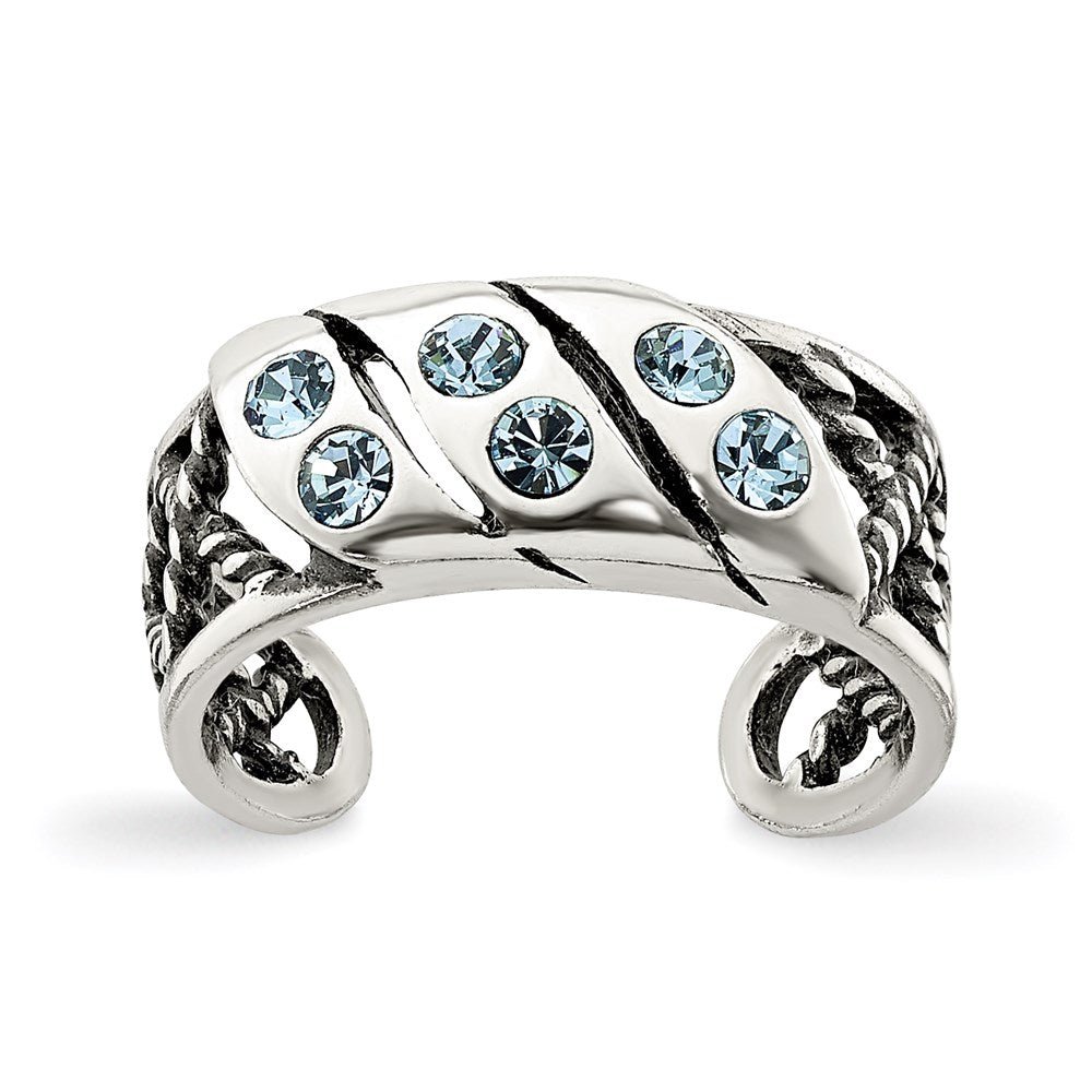 Sterlingsilber Antikisiert Blau Stellux Kristall Zehenring