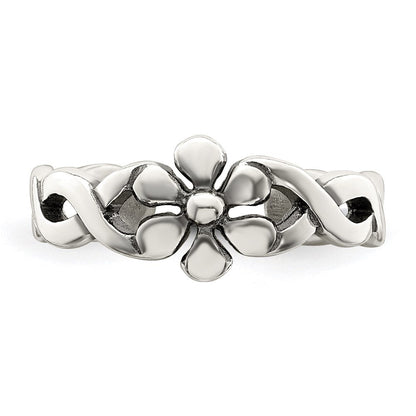 Sterlingsilber Antikisiert Blumen Zehenring