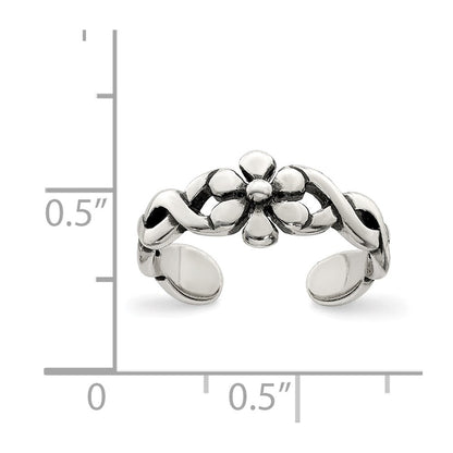 Sterlingsilber Antikisiert Blumen Zehenring