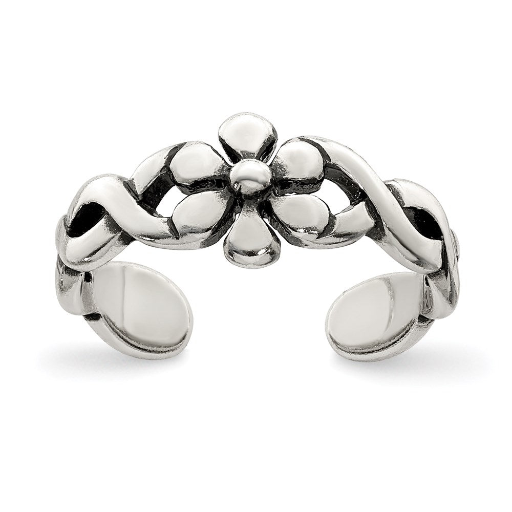 Sterlingsilber Antikisiert Blumen Zehenring
