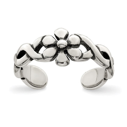 Sterlingsilber Antikisiert Blumen Zehenring