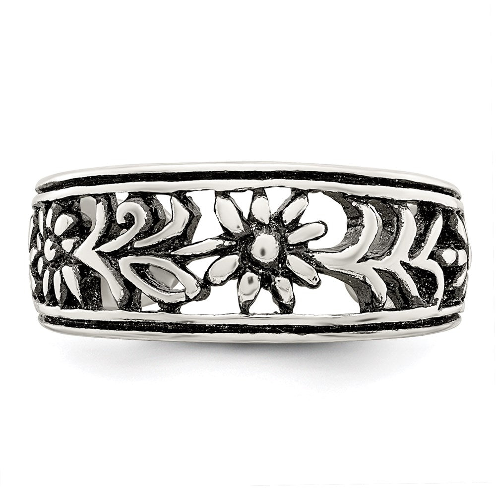 Sterlingsilber Antikisiert Blume Zehenring