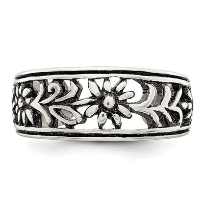 Sterlingsilber Antikisiert Blume Zehenring