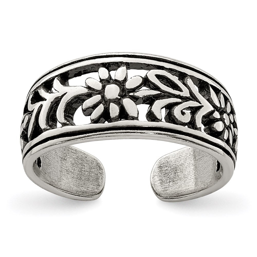 Sterlingsilber Antikisiert Blume Zehenring