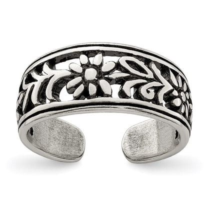 Sterlingsilber Antikisiert Blume Zehenring