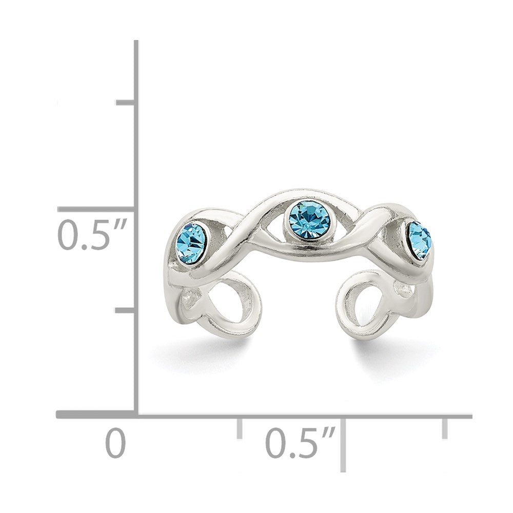 Sterlingsilber Stellux Kristall Zehenring