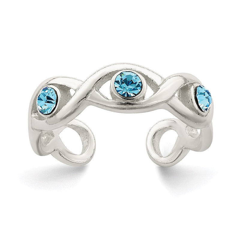 Sterlingsilber Stellux Kristall Zehenring