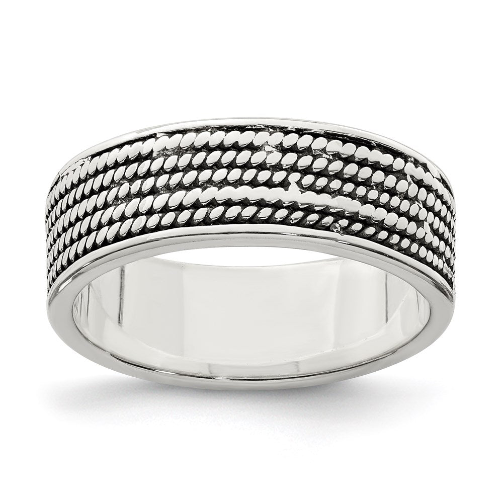 Sterlingsilber Kordel Design Ring (size 9 Nur)