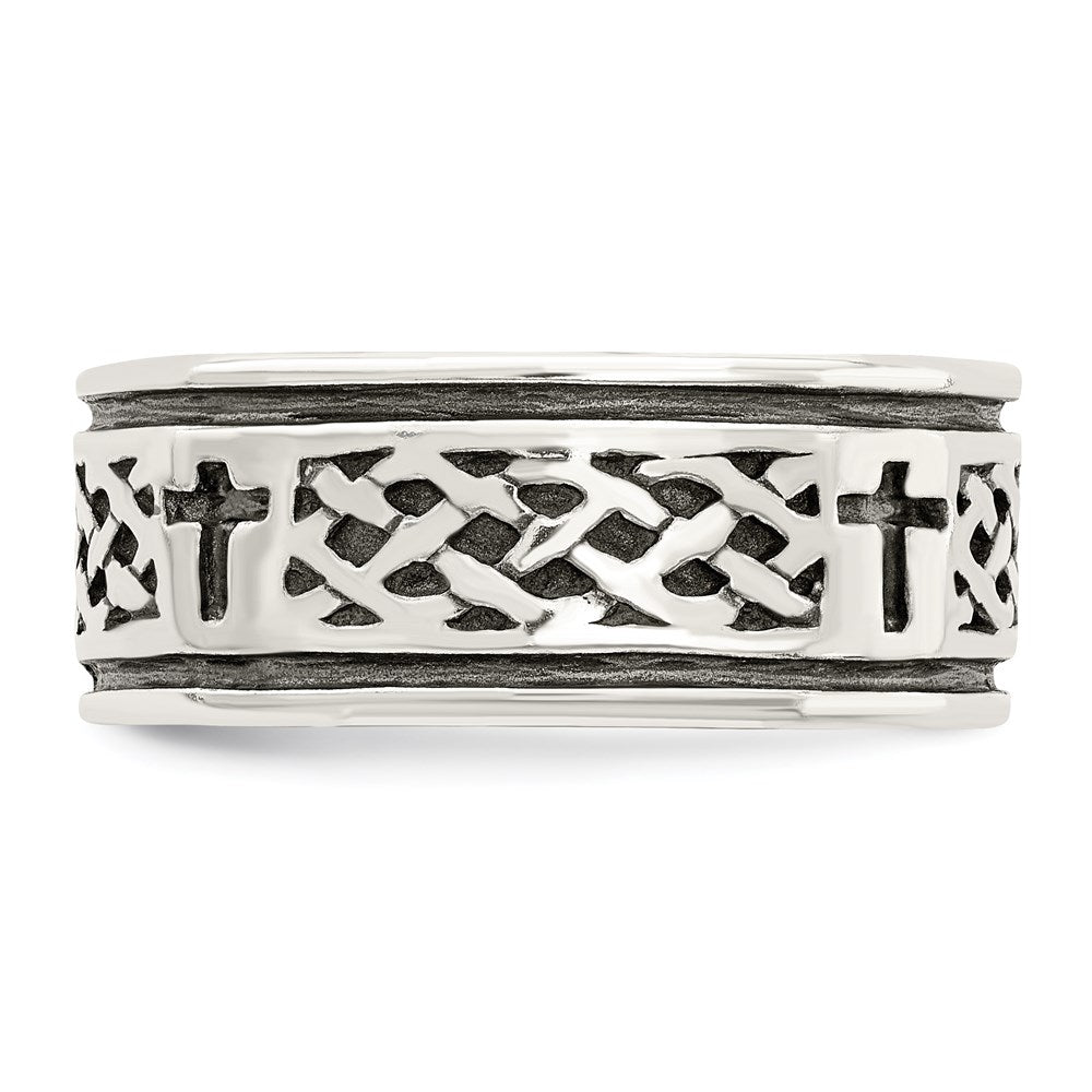 Sterlingsilber Kreuz & Weave Design Ring