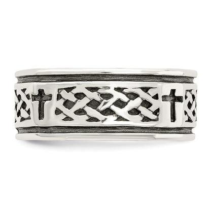 Sterlingsilber Kreuz & Weave Design Ring