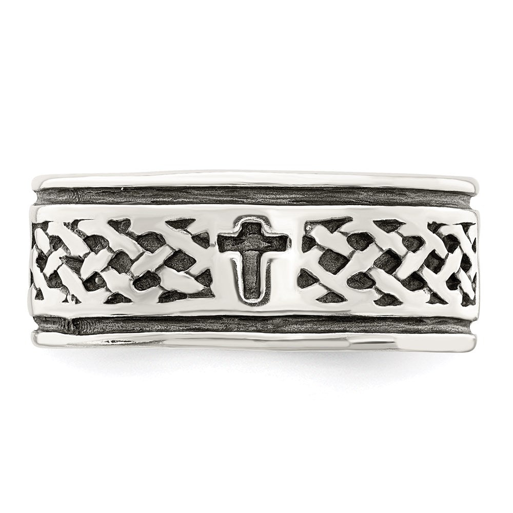 Sterlingsilber Kreuz & Weave Design Ring