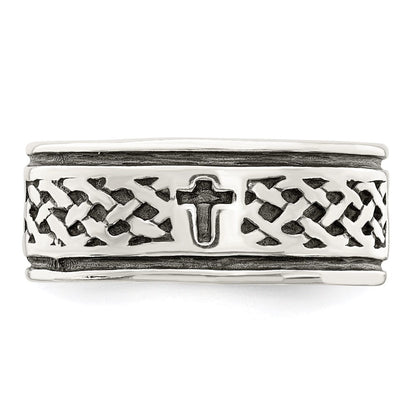 Sterlingsilber Kreuz & Weave Design Ring