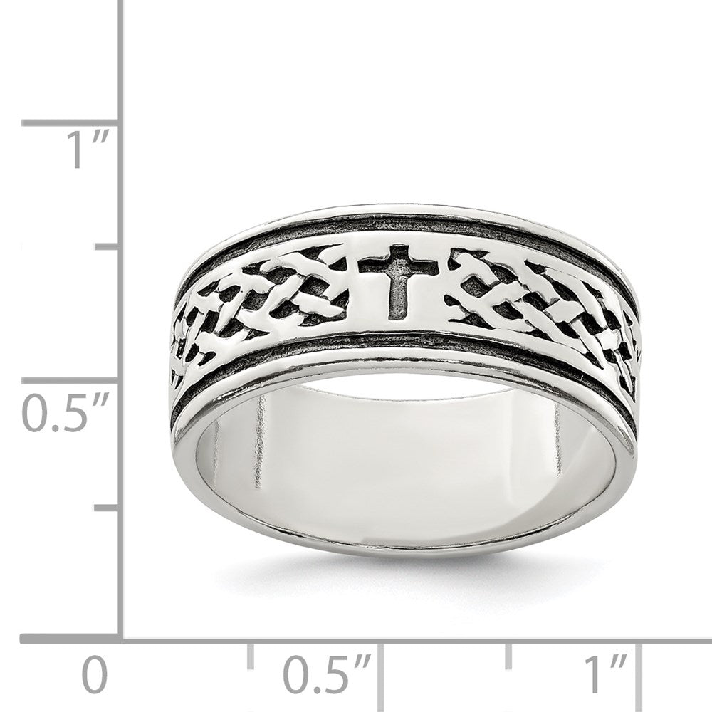 Sterlingsilber Kreuz & Weave Design Ring
