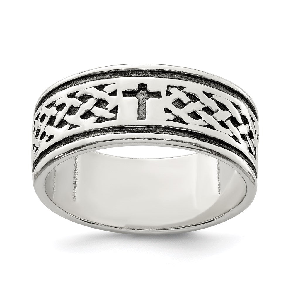 Sterlingsilber Kreuz & Weave Design Ring