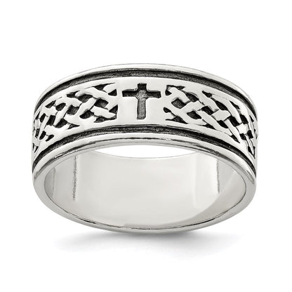 Sterlingsilber Kreuz & Weave Design Ring