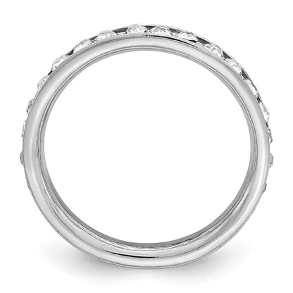 Sterlingsilber Rhodiniert Kristall Memoire Ring