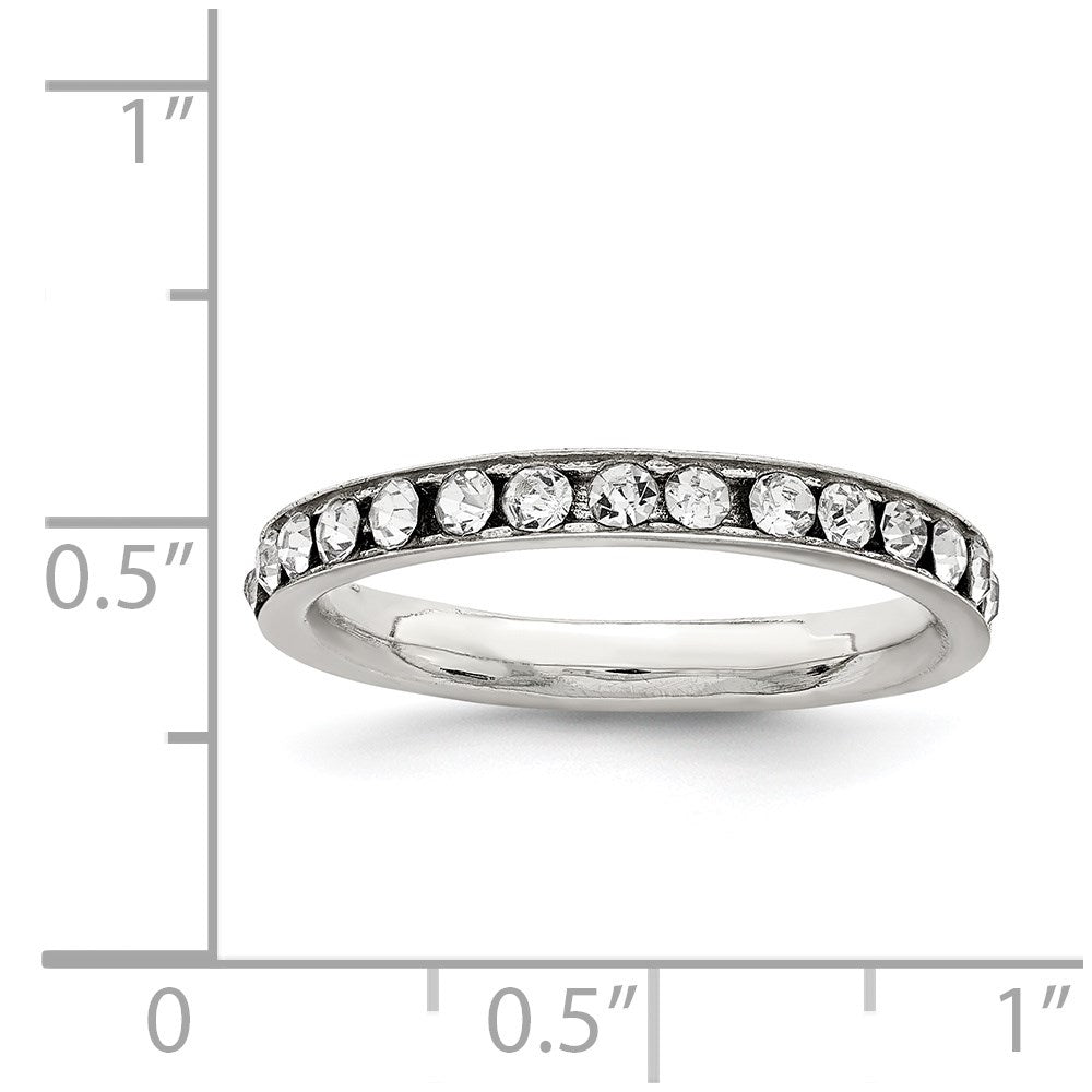 Sterlingsilber Rhodiniert Kristall Memoire Ring