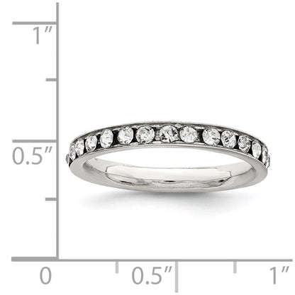 Sterlingsilber Rhodiniert Kristall Memoire Ring