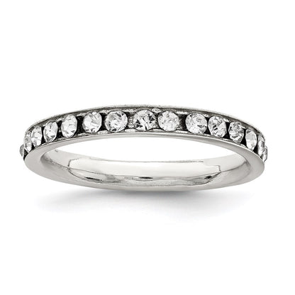 Sterlingsilber Rhodiniert Kristall Memoire Ring